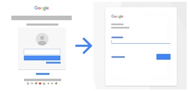 Mudança na tela de login do Google