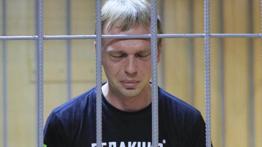 6.jun.2019 - O jornalista russo Ivan Golunov se declara inocente e atribui sua prisão à perseguição policial com sua atividade profissional - Tatyana Makeyeva/Reuters