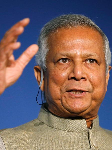 Muhammad Yunus durante conferência em Londres - Suzanne Plunkett