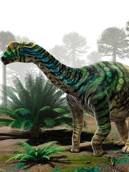 O dinossauro Brasilotitan, encontrado na região que corresponde, hoje, ao interior de São Paulo - Rodolfo Nogueira / Reprodução
