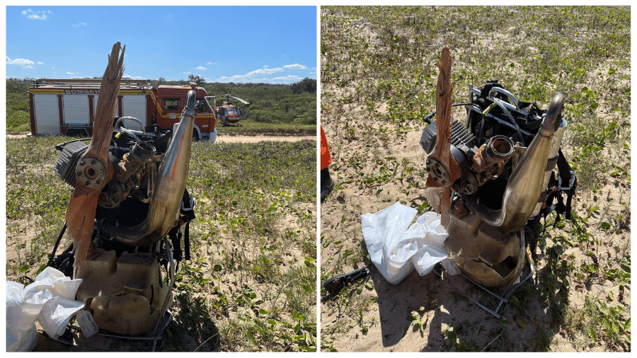 Agentes do Corpo de Bombeiros apuraram que o piloto fez uma manobra errada, que pode ter provocado a queda do monomotor - Reprodução/Corpo de Bombeiros SC