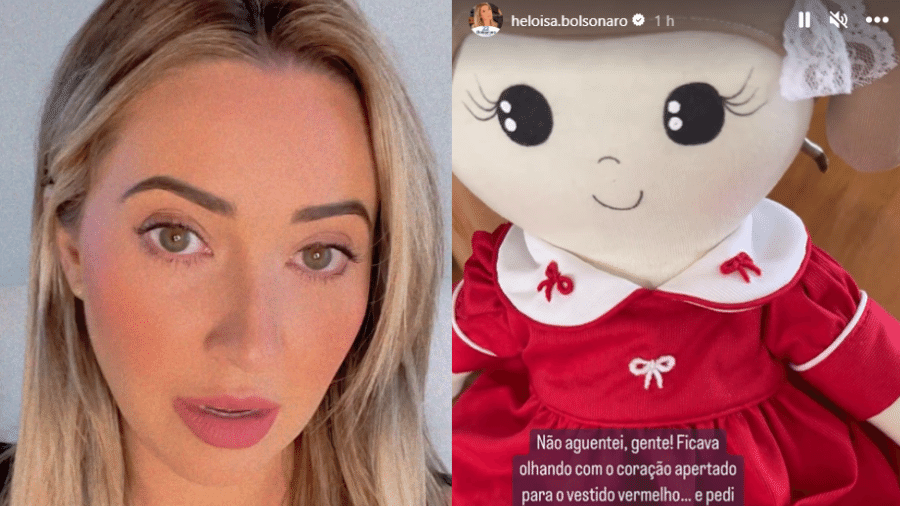 12.dez.2022 - Heloísa Bolsonaro mostrou a mudança do vestido da filha e da boneca - Reprodução/Instagram/Heloísa Bolsonaro