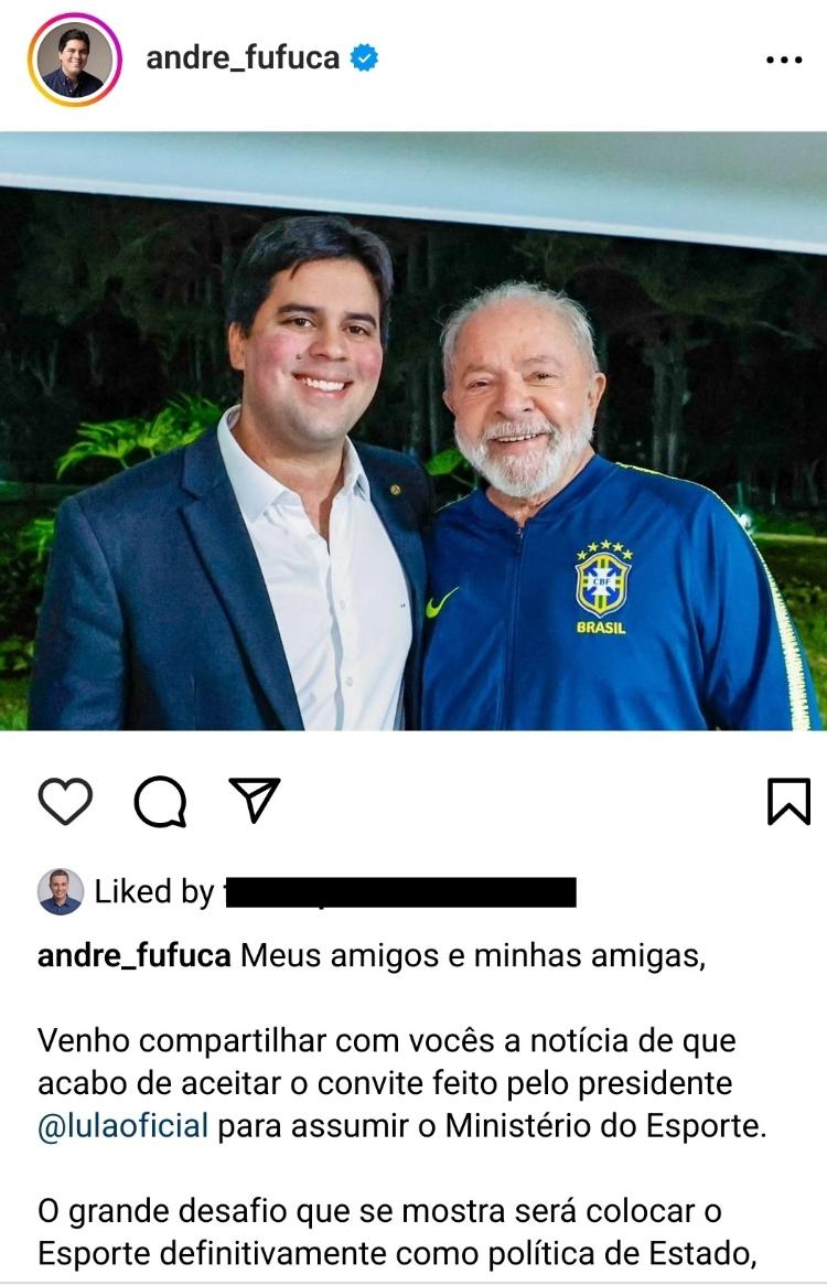 Fufuca publicou imagem ao lado de Lula