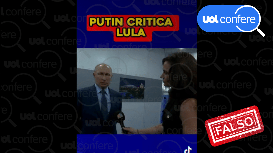 22.set.2023 - O vídeo usa uma entrevista com Putin de 2021 para enganar a respeito de críticas a Lula após o encontro com Zelensky