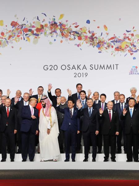 28.jun.2019 - Líderes no Encontro do G20 em Osaka, no Japão - LUDOVIC MARIN/AFP