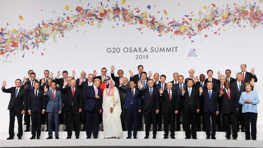 28.jun.2019 - Líderes no Encontro do G20 em Osaka, no Japão - LUDOVIC MARIN/AFP