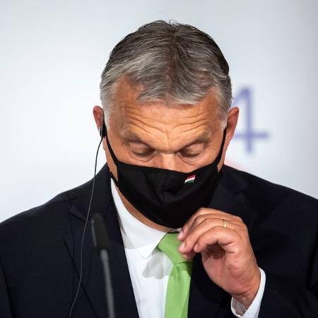 O primeiro-ministro da Hungria, Viktor Orbán, durante coletiva de imprensa em Lednice, na República Tcheca - Gabriel Kuchta/Getty Images