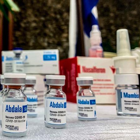 19.mar.2021 - Vista de frascos da candidata à vacina cubana Abdala, em Havana - Katell Abiven/AFP