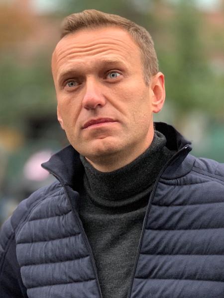 29.set.2019 - O líder da oposição russa Alexei Navalny participa de um comício em apoio a prisioneiros políticos na rua Prospekt Sachara em Moscou, Rússia, em 2019