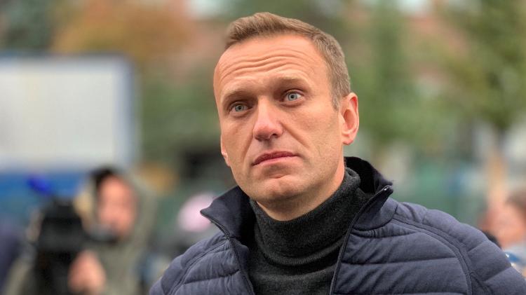 29.set.2019 - O líder da oposição russa Alexei Navalny participa de um comício em apoio a prisioneiros políticos na rua Prospekt Sachara em Moscou, Rússia, em 2019 - Sefa Karacan / Agência Anadolu via Getty Images - Sefa Karacan / Agência Anadolu via Getty Images