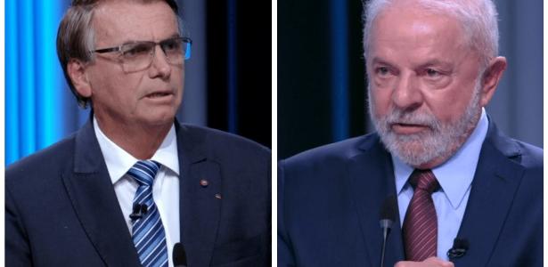 Bolsonaro e Lula durante debate na Globo