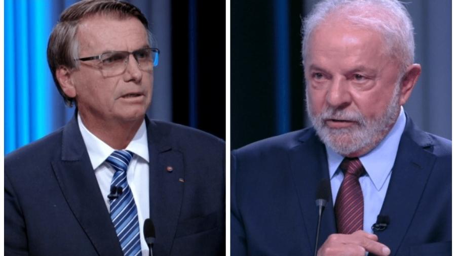 Bolsonaro e Lula durante debate na Globo - Reprodução/Globo