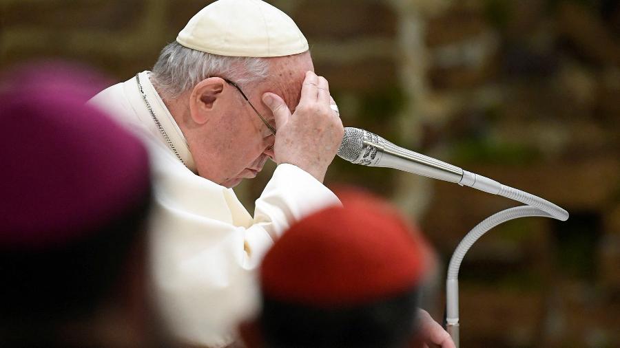 04.jan.23 - Papa Francisco participa de sua primeira audiência geral no Vaticano desde a morte de Bento 16 - VATICAN MEDIA/via REUTERS