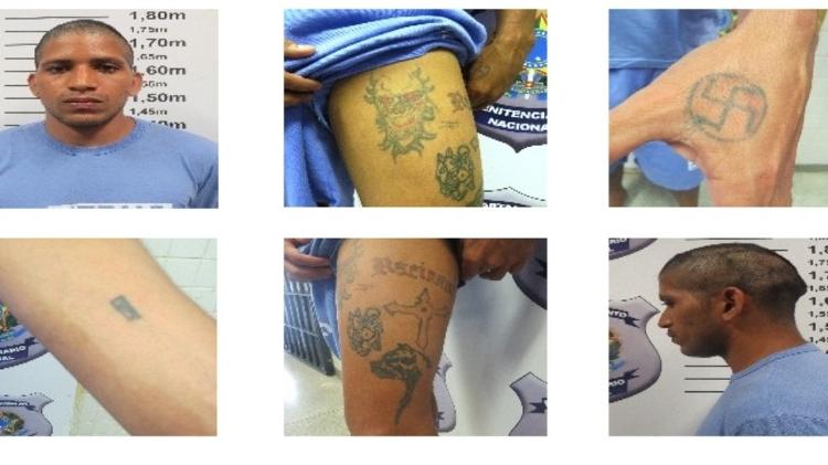 Um dos fugitivos do presídio federal de Mossoró (RN), Rogério da Silva Mendonça tem tatuagem de suástica em uma das mãos
