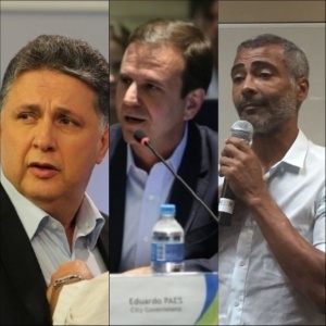 Anthony Garotinho (à esq.), Eduardo Paes (centro) e Romário (à dir.) estão na disputa pelo governo do RJ