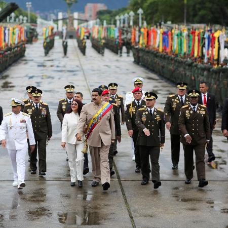 Líder da Venezuela, Nicolás Maduro, durante parada militar em Caracas  - Palácio de Miraflores/Arquivo