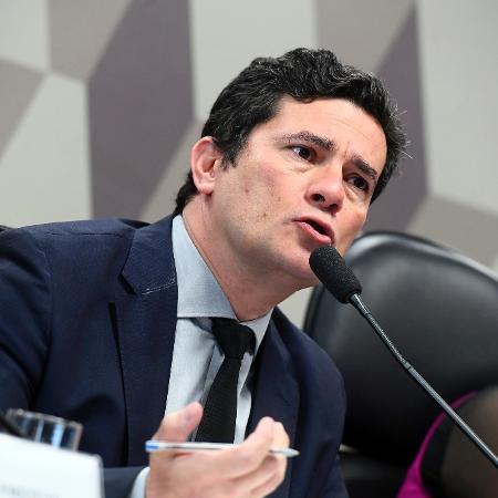 O então ministro da Justiça, Sergio Moro, em audiência na CCJ (Comissão de Constituição e Justiça) - Marcos Oliveira/Agência Senado