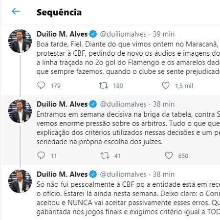 Presidente do Corinthians, Duilio Monteiro Alves, reclama de arbitrarem pelo Twitter - Redes sociais