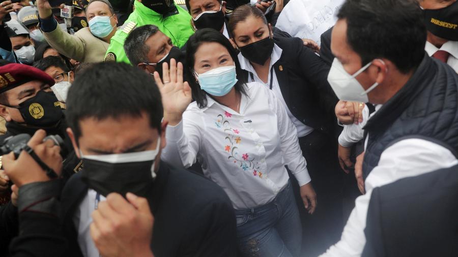 06.jun.2021 - Keiko Fujimori alega que nas mesas eleitorais os representantes do Peru Livre teriam alterado votos - REUTERS/Sebastian Castaneda 