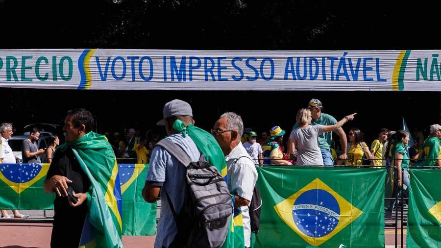 Ato bolsonarista na avenida Paulista teve ataques à urna eletrônica - Ronny Santos/Folhapress