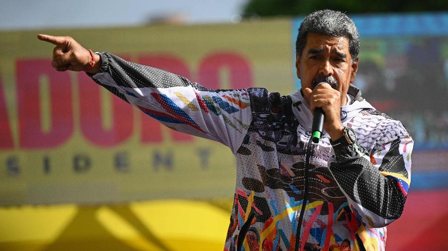 16.jul.2024 - O presidente da Venezuela, Nicolás Maduro, durante ato de campanha em Caracas - Federico Parra/AFP