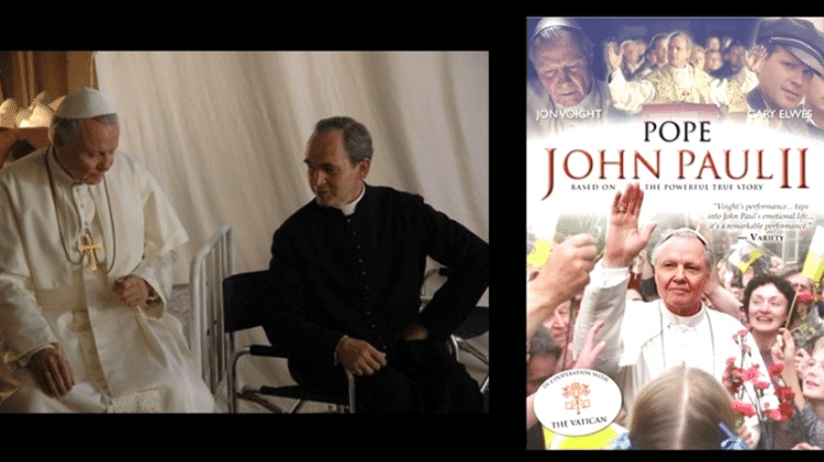 Cena e capa do filme "Papa João Paulo 2º", que conta a história do pontífice Cena e capa do filme "Papa João Paulo 2º", que conta a história do pontífice