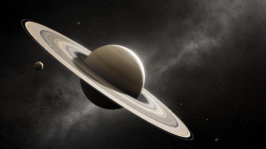 Saturno tem um total de 274 luas, o maior número entre todos os planetas do Sistema Solar