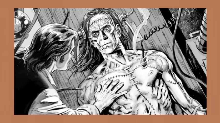 Imagem da ?graphic novel? lançada pela Legendary Comics e pela Karloff Enterprises com base no filme ?Frankenstein?, de 1931, dirigido por James Whale, que tem o ator Boris Karloff interpretando a criatura inventada pelo cientista Henry Frankenstein, vivido por Colin Clive. O filme, por sua vez, foi inspirado no livro ?Frankenstein ou o Prometeu Moderno?, de Mary Shelley, publicado em 1818. Nota: no romance, o nome do cientista é ?Victor?, não ?Henry? Imagem da ?graphic novel? lançada pela Legendary Comics e pela Karloff Enterprises com base no filme ?Frankenstein?, de 1931, dirigido por James Whale, que tem o ator Boris Karloff interpretando a criatura inventada pelo cientista Henry Frankenstein, vivido por Colin Clive. O filme, por sua vez, foi inspirado no livro ?Frankenstein ou o Prometeu Moderno?, de Mary Shelley, publicado em 1818. Nota: no romance, o nome do cientista é ?Victor?, não ?Henry?