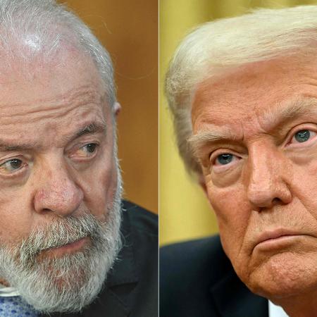 Montagem de fotos de Lula e Trump