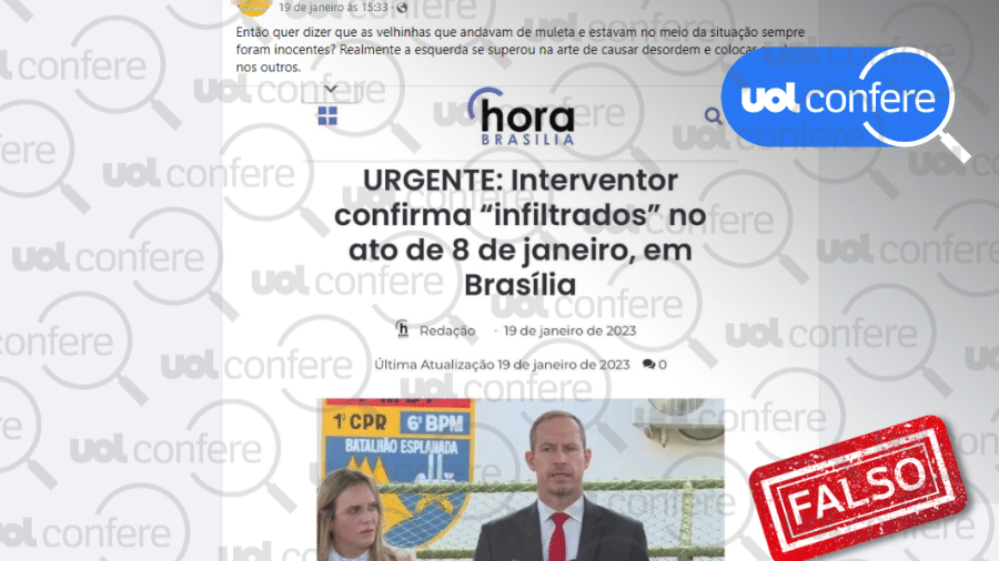 25.jan.2023 - Em entrevista coletiva, Cappelli falou sobre golpistas treinados, não infiltrados de esquerda - Arte/UOL sobre Reprodução Facebook