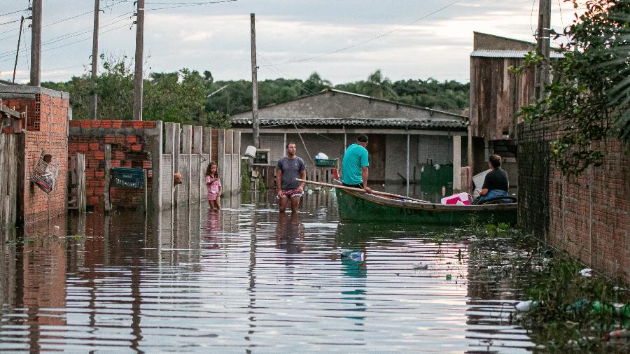 Enchente em Pelotas, no Rio Grande do Sul