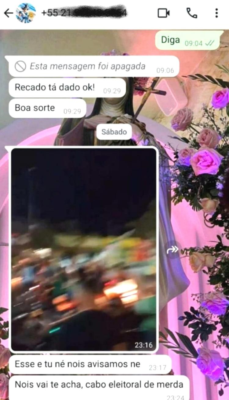 Ameaça a eleitor de rival de Braguinha: mensagens eram constantes Ameaça a eleitor de rival de Braguinha: mensagens eram constantes