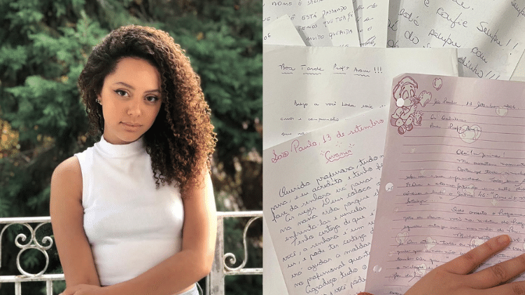 Ana Luiza e algumas das cartas recebidas pela mãe quando estava internada Ana Luiza e algumas das cartas recebidas pela mãe quando estava internada