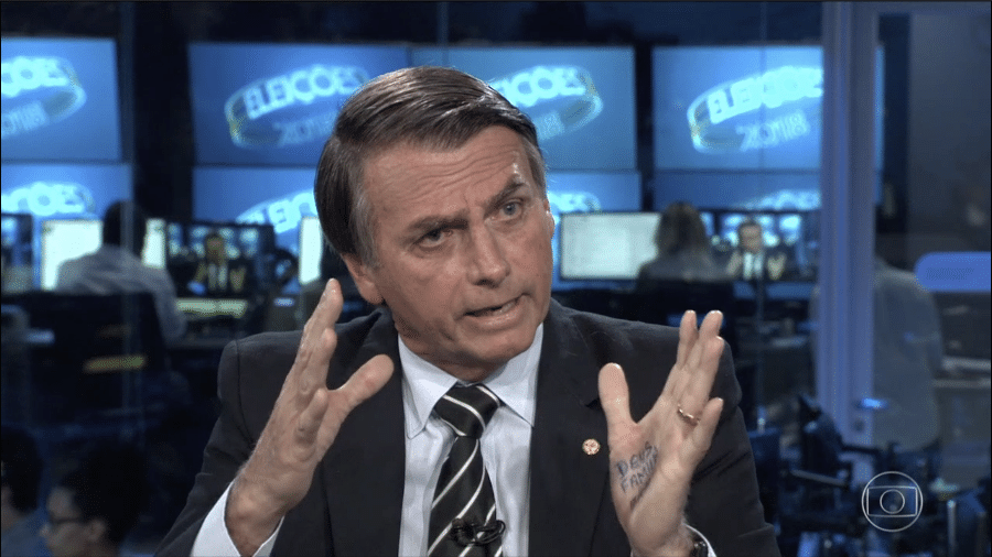 Jair Bolsonaro durante entrevista no Jornal Nacional em 2018 - Reprodução/TV Globo