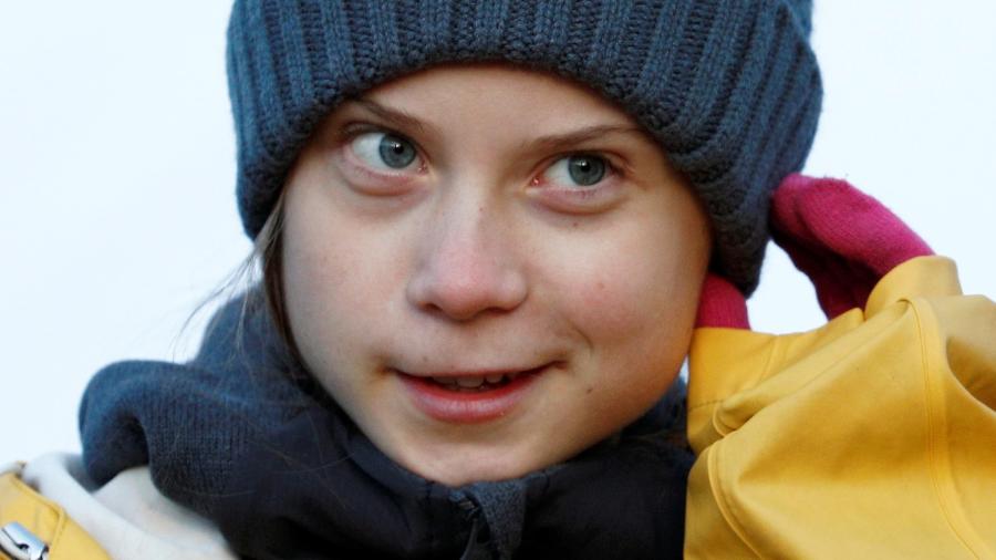 Ativista do clima Greta Thunberg durante protesto em Turim - GUGLIELMO MANGIAPANE