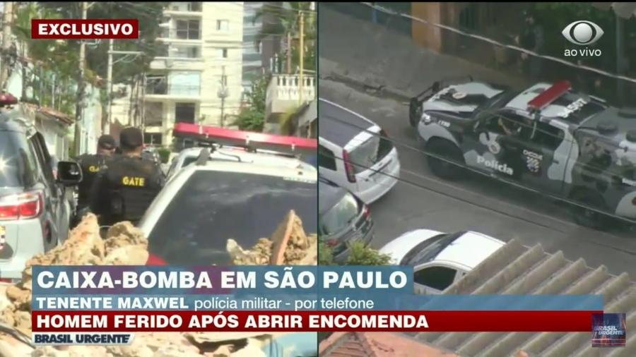 Homem fica ferido após abrir uma caixa com artefato explosivo, no Tatuapé, em São Paulo - Reprodução/Band