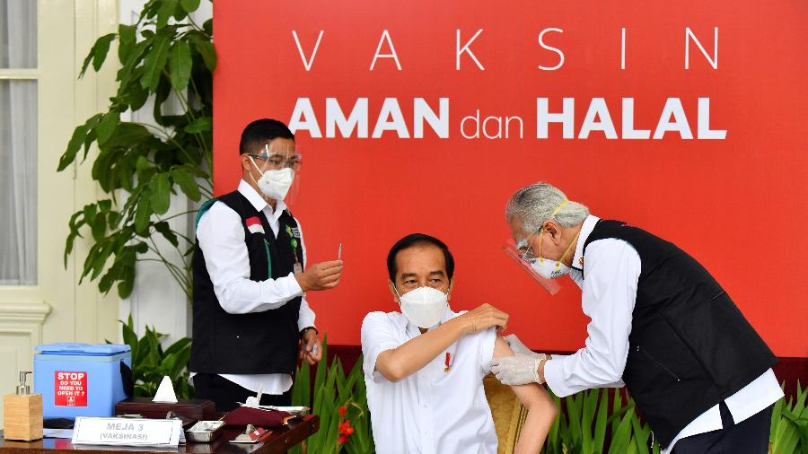 O presidente Joko Widodo recebeu a primeira dose do imunizante contra o novo coronavírus  - AFP/Palácio Presidencial da Indonésia