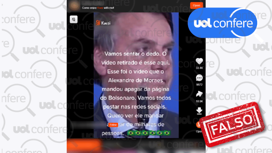 21.set.2022 - TSE não mandou apagar vídeo em que Bolsonaro chora ao relembrar facada - Arte/UOL sobre Reprodução/Kwai