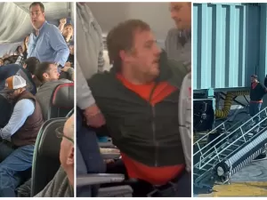 Homem tenta abrir porta de avião e é imobilizado com fita adesiva nos EUA