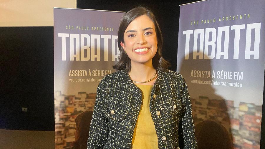 A pré-candidata Tabata Amaral no lançamento da série sobre sua vida