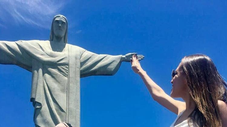 Rubia em uma foto no Cristo Redentor, no Rio de Janeiro (RJ).