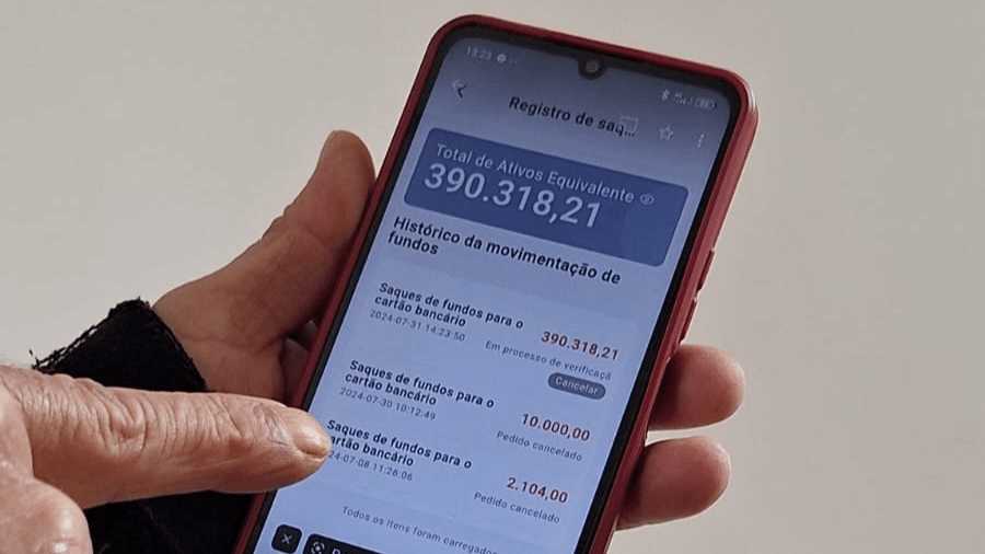 José mostra movimentação em aplicativo; quando foi impedido de sacar, percebeu que havia caído em um golpe - Arquivo pessoal