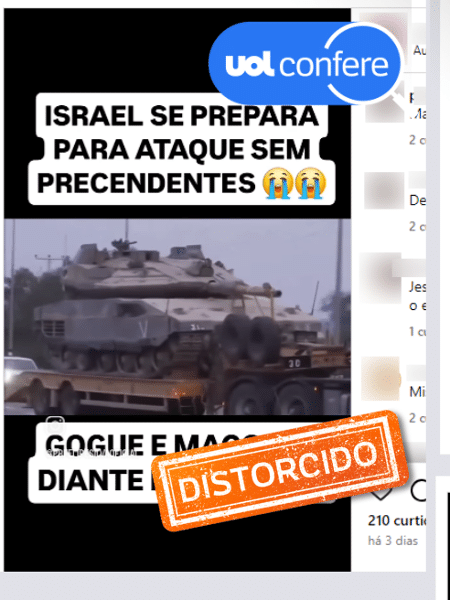 27.set.2024 - O vídeo não mostra tanques israelenses em direção à fronteira com o Líbano, mas reação após ataque de 2023