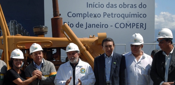 Em março de 2008, como presidente, Lula inaugurou as obras do Comperj ao lado de Dilma, Cabral, Pezão, Crivella, Lobão e outros políticos - Stéferson Faria  31.mar.2008/Divulgação/Petrobras