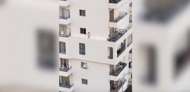 Veja vídeo | Menina corre por borda de 30 cm em prédio na Espanha