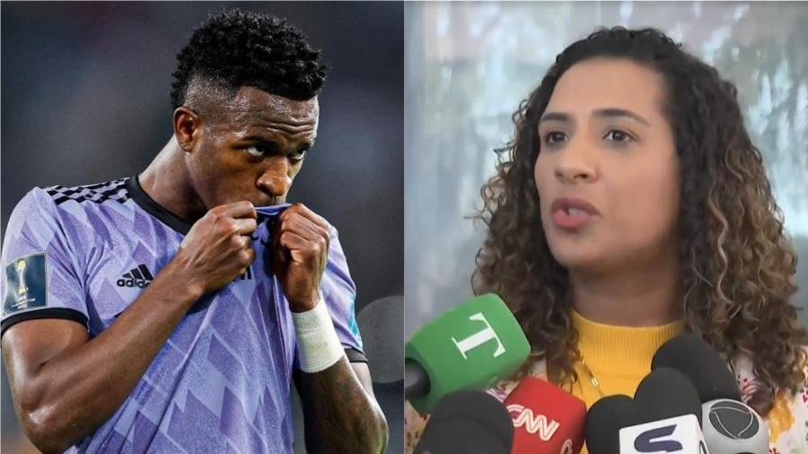 Ministra da Igualdade Racial, Anielle Franco, se manifestou sobre caso de racismo contra jogador de futebol Vini Jr. na Espanha - Divulgação/Twitter e Reprodução