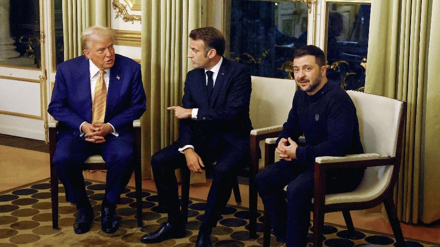 Donald Trump e Volodymyr Zelensky participaram de reunião com o presidente da França, Emmanuel Macron