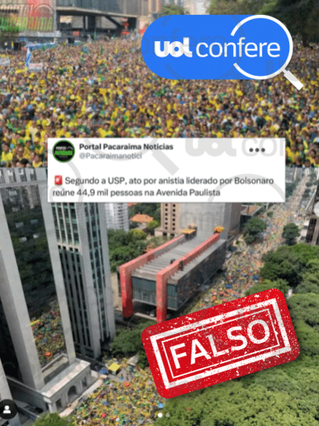 11.abr.2025 - Post usa fotos de manifestações de fevereiro e setembro de 2024 11.abr.2025 - Post usa fotos de manifestações de fevereiro e setembro de 2024