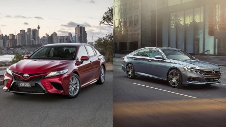 Toyota Camry (à esq.) e Honda Accord (à dir.) Toyota Camry (à esq.) e Honda Accord (à dir.)