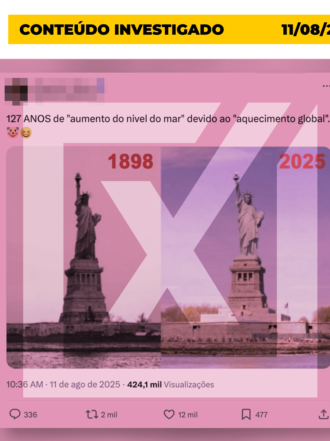 As fotos da Estátua da Liberdade não negam o aquecimento global